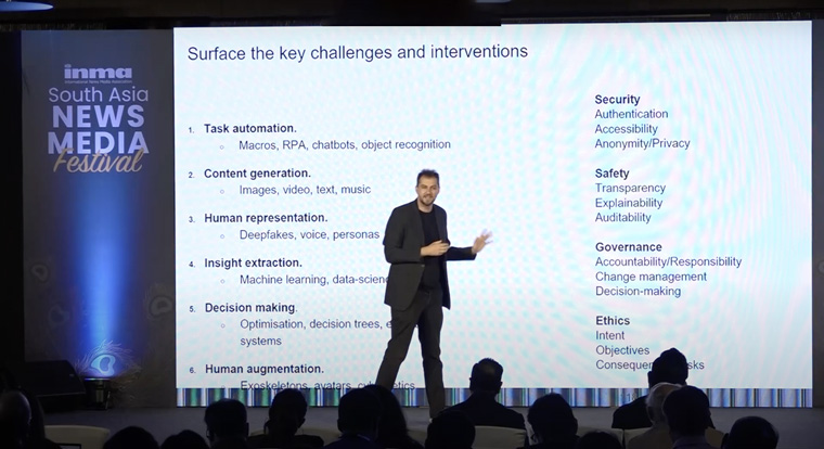 Daniel Hulme is chief AI officer for creative transformation at WPP in London, explained where he thought news companies should begin with AI.